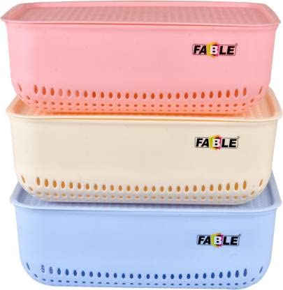 Nabhya Mini Waste Bin Disposal Dustbin for Car Office Desk and Home Use And 3Pc Croma Basket For Multi Use Pink Pack Of 4 - Image 2