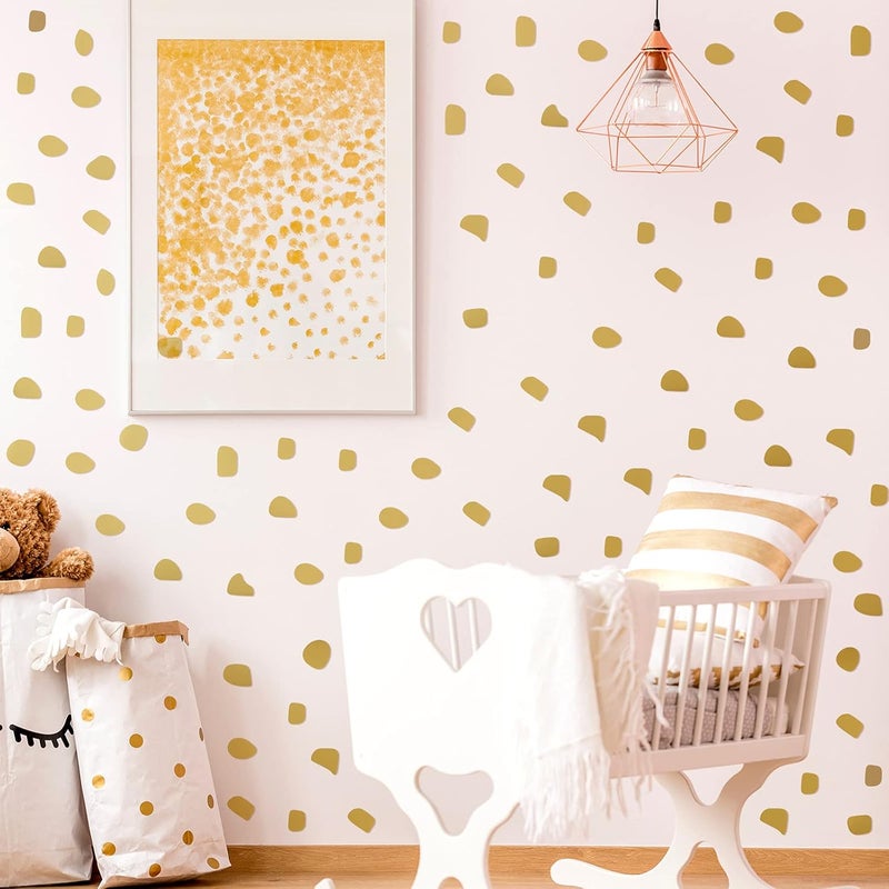 Outus 500 Pieces Irregular Polka Dots Boho Wall Decal Vinyl Nursery Wallpaper Sticker Wall Decor Peel and Stick Dot Wall Sticker for Kids Baby Girl Bedroom Home Classroom Decoration (Gold) - Image 1