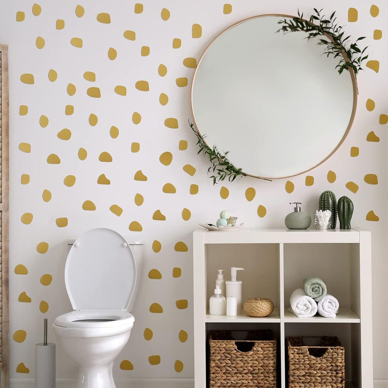 Outus 500 Pieces Irregular Polka Dots Boho Wall Decal Vinyl Nursery Wallpaper Sticker Wall Decor Peel and Stick Dot Wall Sticker for Kids Baby Girl Bedroom Home Classroom Decoration (Gold) - Image 4