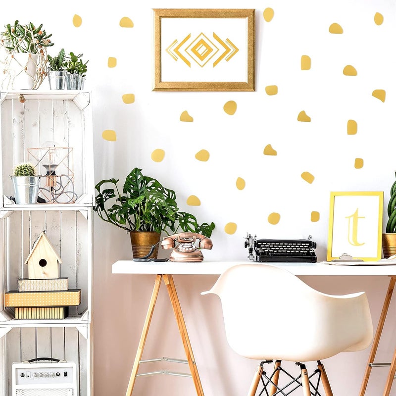 Outus 500 Pieces Irregular Polka Dots Boho Wall Decal Vinyl Nursery Wallpaper Sticker Wall Decor Peel and Stick Dot Wall Sticker for Kids Baby Girl Bedroom Home Classroom Decoration (Gold) - Image 5