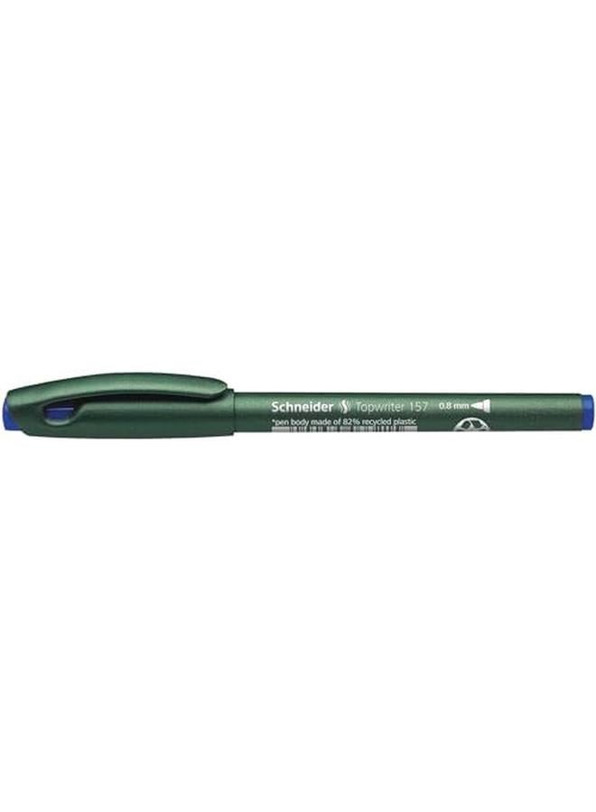 Schneider Topwriter 157 Fiber Tip Pen.8Mm Green Barrel Blue Ink Box Of 10 115703 - Image 2