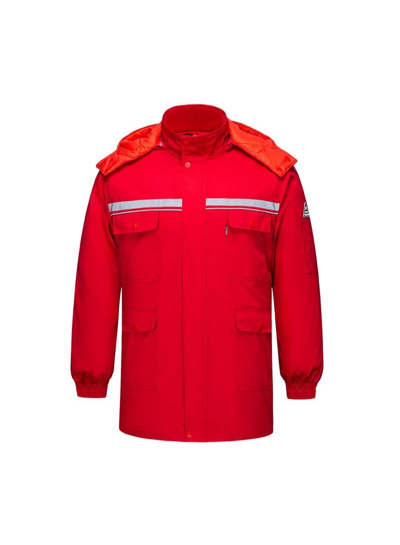 NIBEMINENT Detachable Winter Work Jumpsuit Thickened Thermal Layer for Freezer Storage Reflective Safety Wear for Outdoor Labor Jacket - Image 1