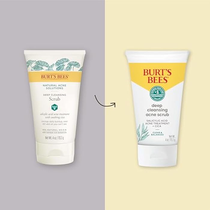 Burt's Bees Burt’s Bees Clear and Balanced Deep Cleansing Acne Scrub, Salicylic Acid Acne Treatment with Cica, Facial Cream Exfoliator Helps Unclog Pores and Reduce Acne, 4 Oz - Image 2
