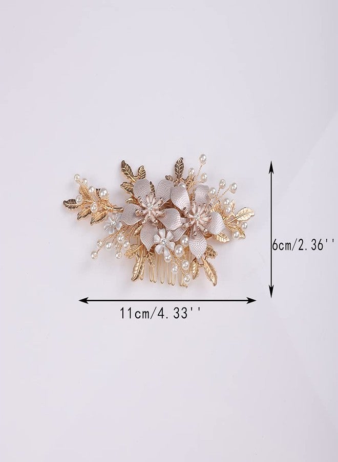 YERTTER Gold Pearl Hair Comb Style 2 for Wedding Brides Bridesmaid Flower Girl Prom Birthday Party - Image 4