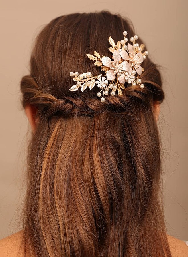 YERTTER Gold Pearl Hair Comb Style 2 for Wedding Brides Bridesmaid Flower Girl Prom Birthday Party - Image 2