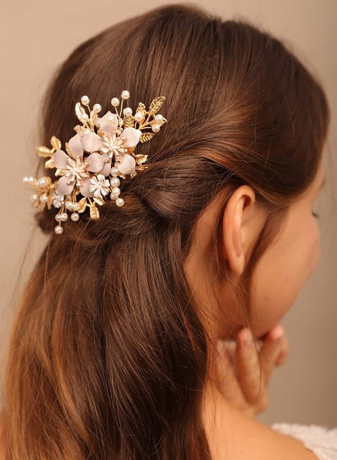 YERTTER Gold Pearl Hair Comb Style 2 for Wedding Brides Bridesmaid Flower Girl Prom Birthday Party - Image 3