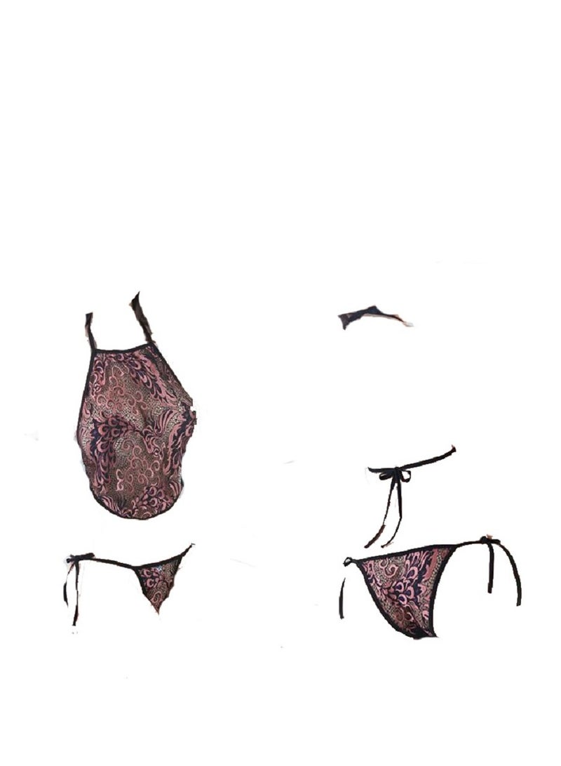 Women Floral Lace Sleepwear Bra and Panty  Lingerie Set  - Image 2