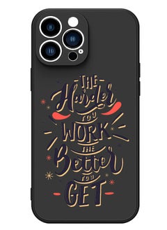 Protective Slim Fit Case Liquid Silicone Cover with Full Body Protection Anti-Scratch Shockproof Case For iPhone 12 Pro Max Black  - Harder you work Better you get