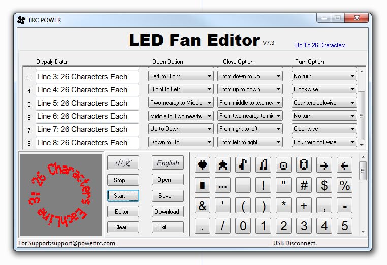 PowerTRC LED Programmable Message Fan with Customized Drawing - USB Powered (Blue Led) - Image 3