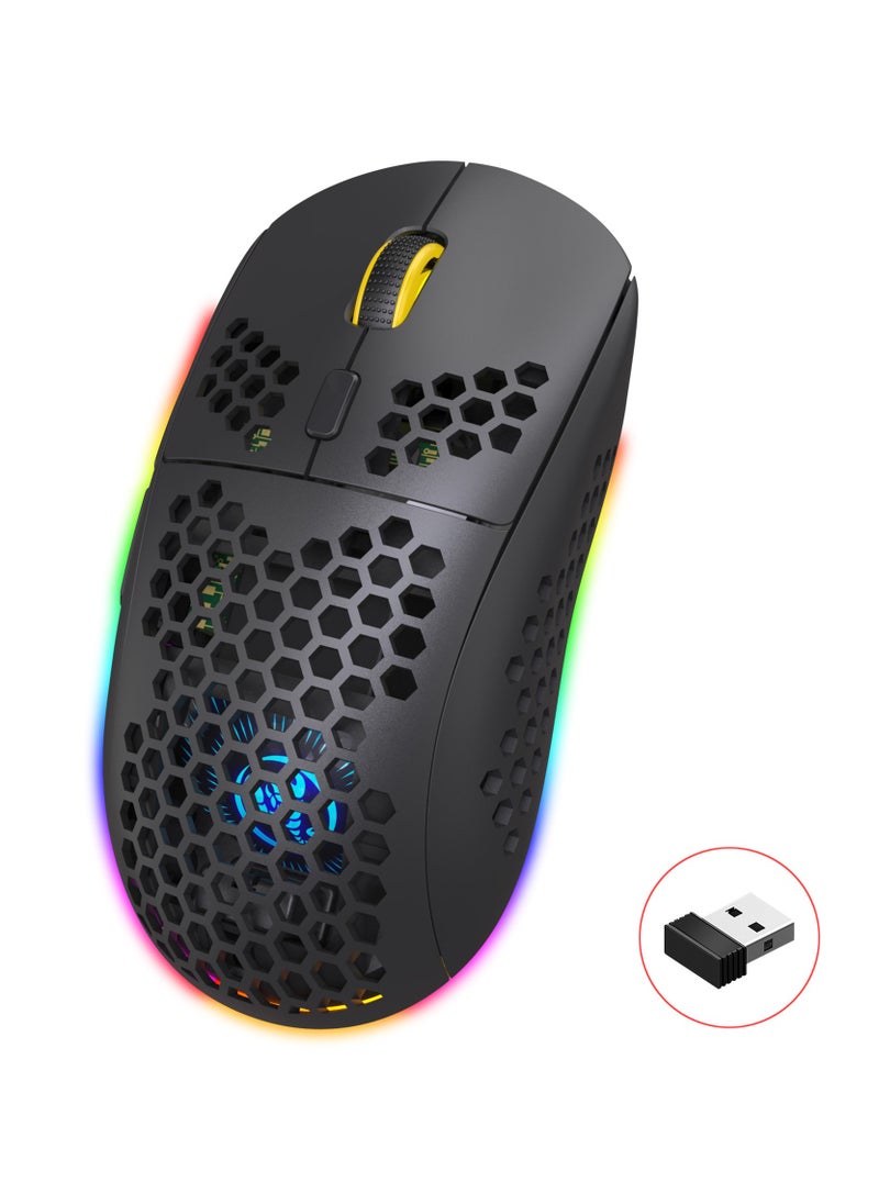 T90 Gaming Mouse, BT3.0/BT5.0/Bluetooth Tri Modes, Rechargeable Silent Computer Gaming Mice for Windows/Android/MAC/iOS