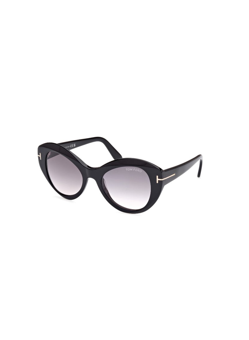 TOM FORD Women's Butterfly Shape Acetate Sunglasses FT108401B52 Lens Size: 52 Millimeter - Shiny Black - Image 1