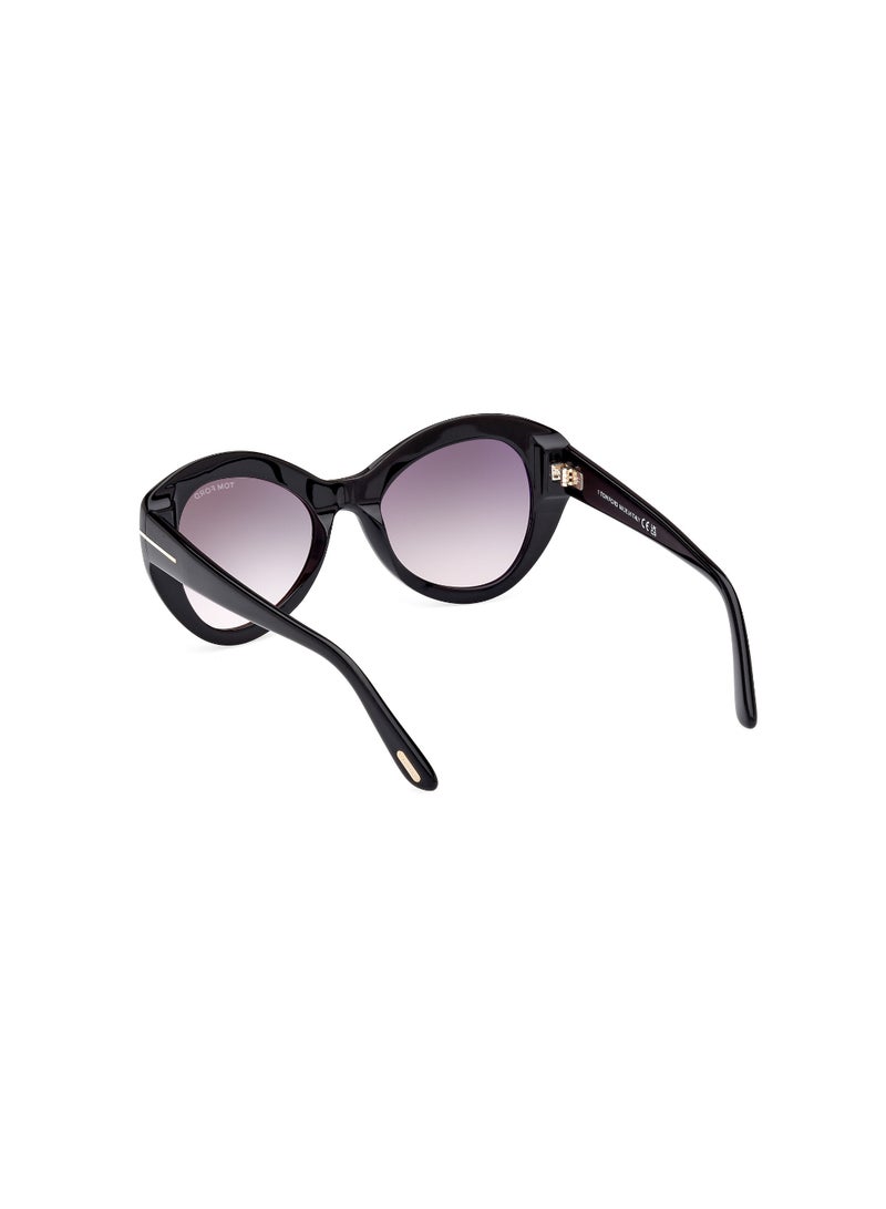 TOM FORD Women's Butterfly Shape Acetate Sunglasses FT108401B52 Lens Size: 52 Millimeter - Shiny Black - Image 5