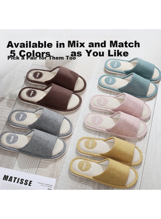 Tzldn Indoor Linen Slippers For Women, Summer Couple's Home Use Cotton And Linen Ladies Style Sandals - Image 3