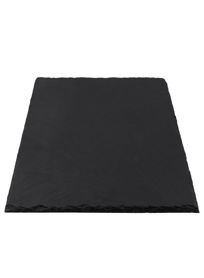 MOUYAT 4 Pack 12x10 Inch Black Slate Plates, Rectangle Slate Cheese Board with Natural Edge, Natural Stone Plates Cutting Board Charcuterie Boards for Cheese, Sushi, Meat, Appetizers - Image 4