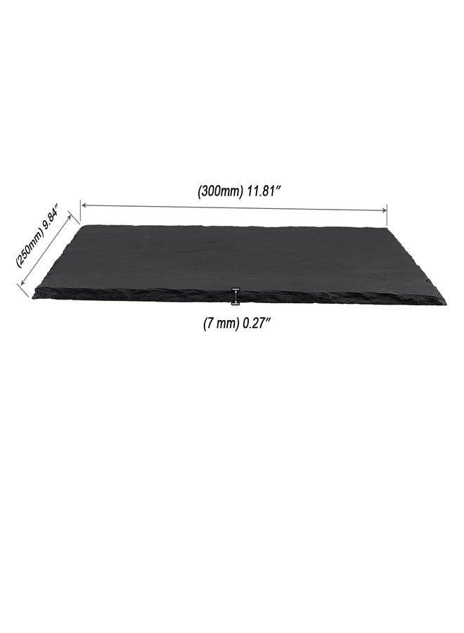 MOUYAT 4 Pack 12x10 Inch Black Slate Plates, Rectangle Slate Cheese Board with Natural Edge, Natural Stone Plates Cutting Board Charcuterie Boards for Cheese, Sushi, Meat, Appetizers - Image 2