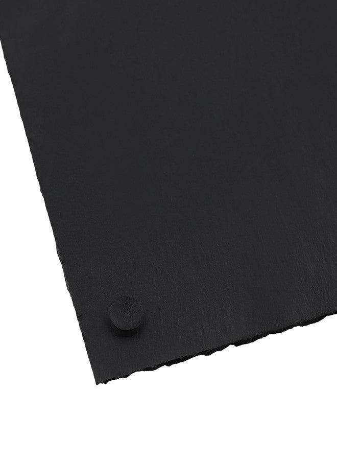 MOUYAT 4 Pack 12x10 Inch Black Slate Plates, Rectangle Slate Cheese Board with Natural Edge, Natural Stone Plates Cutting Board Charcuterie Boards for Cheese, Sushi, Meat, Appetizers - Image 3