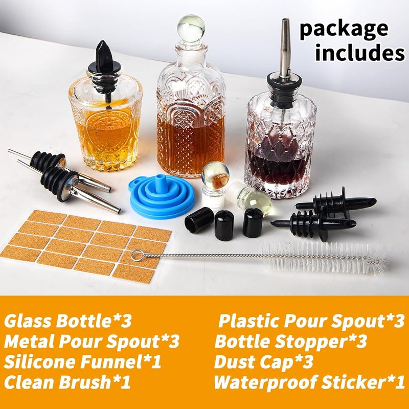 INFTYLE Syrup Bottle Set of 3 - Syrup Dispenser with Leak-Proof Lids Pour Spout Ideal for Coffee Syrups,Honey,Condiments,Olive Oil - Image 3