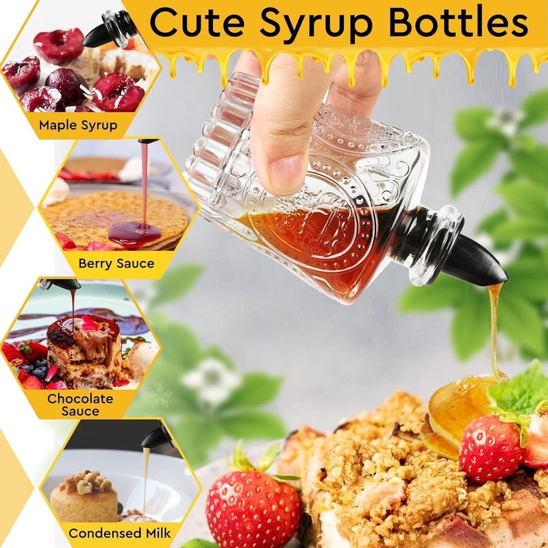 INFTYLE Syrup Bottle Set of 3 - Syrup Dispenser with Leak-Proof Lids Pour Spout Ideal for Coffee Syrups,Honey,Condiments,Olive Oil - Image 4