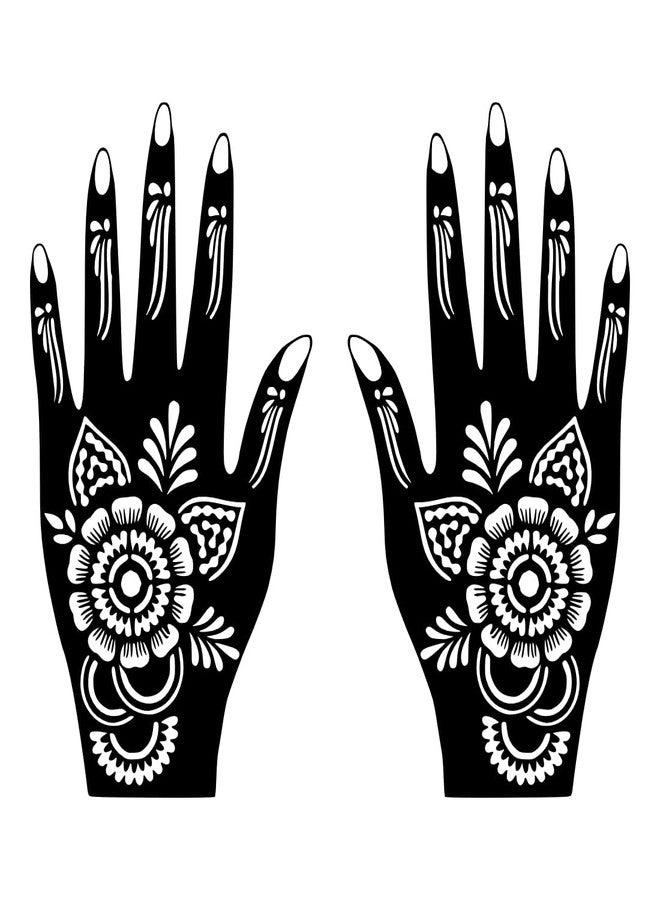 VANVATI Beauty Hand Art Soft Petal Henna Mehndi Stencil Sticker Left & Right Hand Design Set Easy to Apply - Image 2
