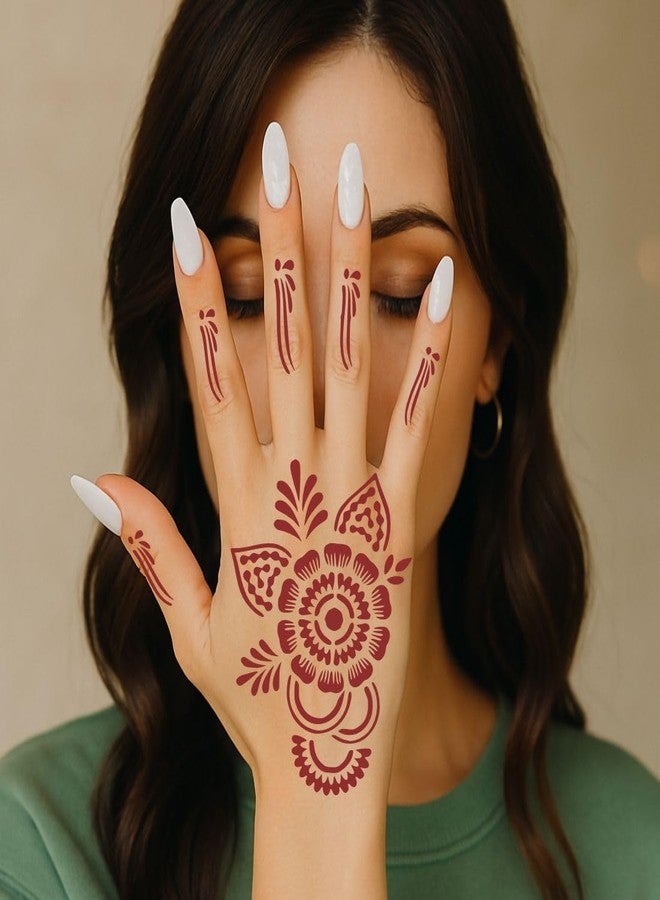 VANVATI Beauty Hand Art Soft Petal Henna Mehndi Stencil Sticker Left & Right Hand Design Set Easy to Apply - Image 4