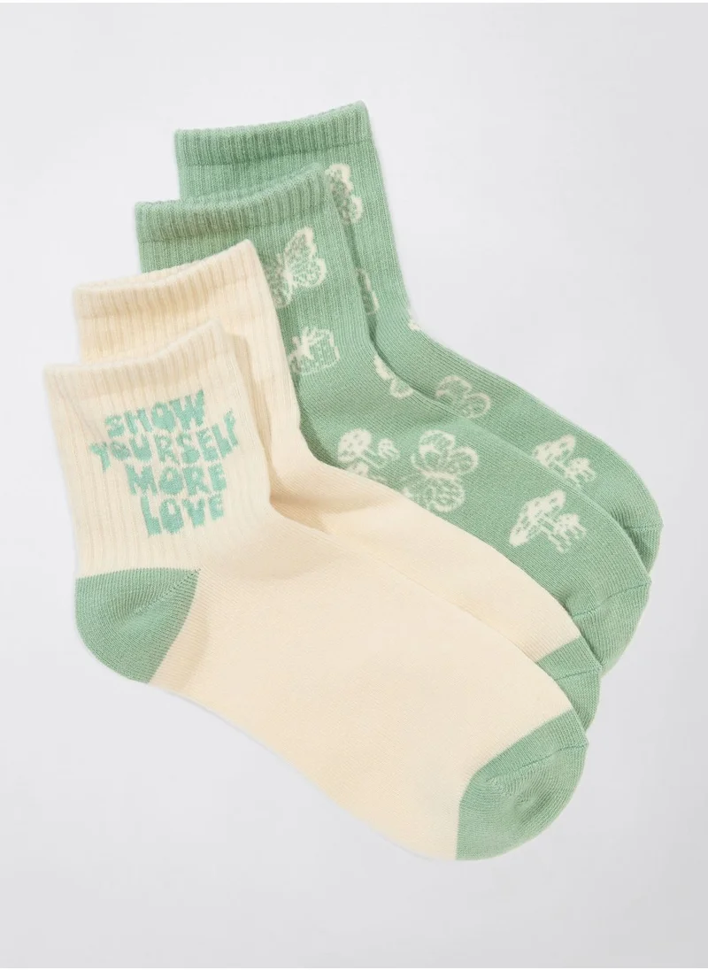 American Eagle AE Butterfly + Self Love Boyfriend Sock 2-Pack