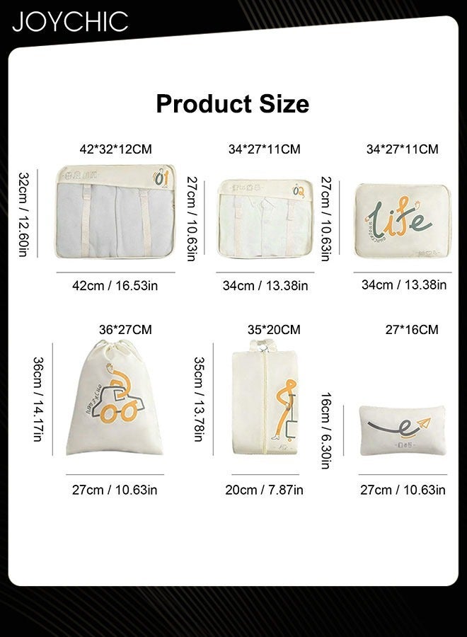 Joychic 6-piece Portable Large Capacity Multiple Classified Clothing Storage Bag Business Travel Trip Waterproof and Dustproof Underwear Socks Packing Organizer for Women Men Beige  - Image 5
