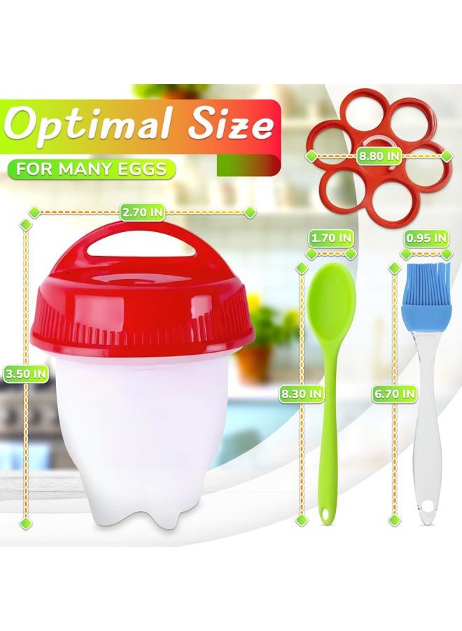 LIBERHAUS No.1 Hard Boiled Silicone Egg Cooker Without The Shell, Non Stick Egg Boil Poacher, As Seen On TV, With Bonus Holder & Silicone Oil Brush, (6pc), Red - Image 2