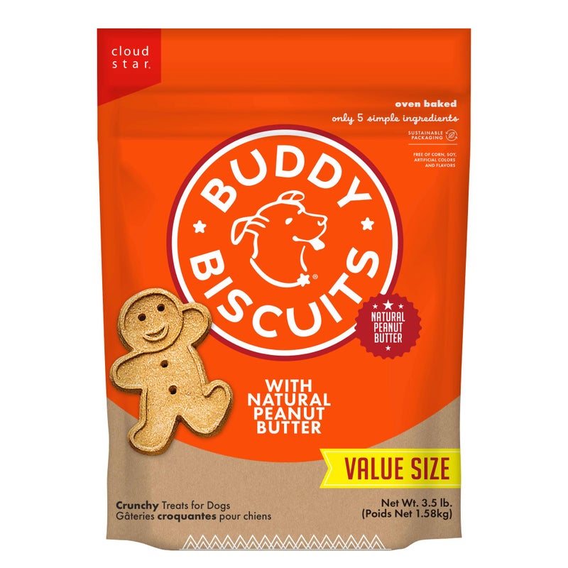 BUDDY BISCUITS Buddy Biscuit 3.5 lbs. Bag of Crunchy Dog Treats Made with Natural Peanut Butter - Image 1