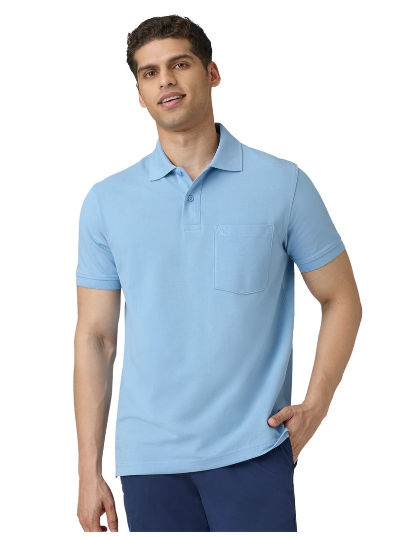 XYXX Code Super Combed Cotton Men's Polo T-Shirt Sky Blue - Image 1