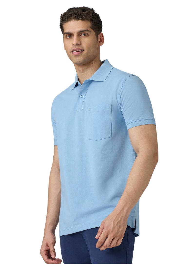 XYXX Code Super Combed Cotton Men's Polo T-Shirt Sky Blue - Image 5