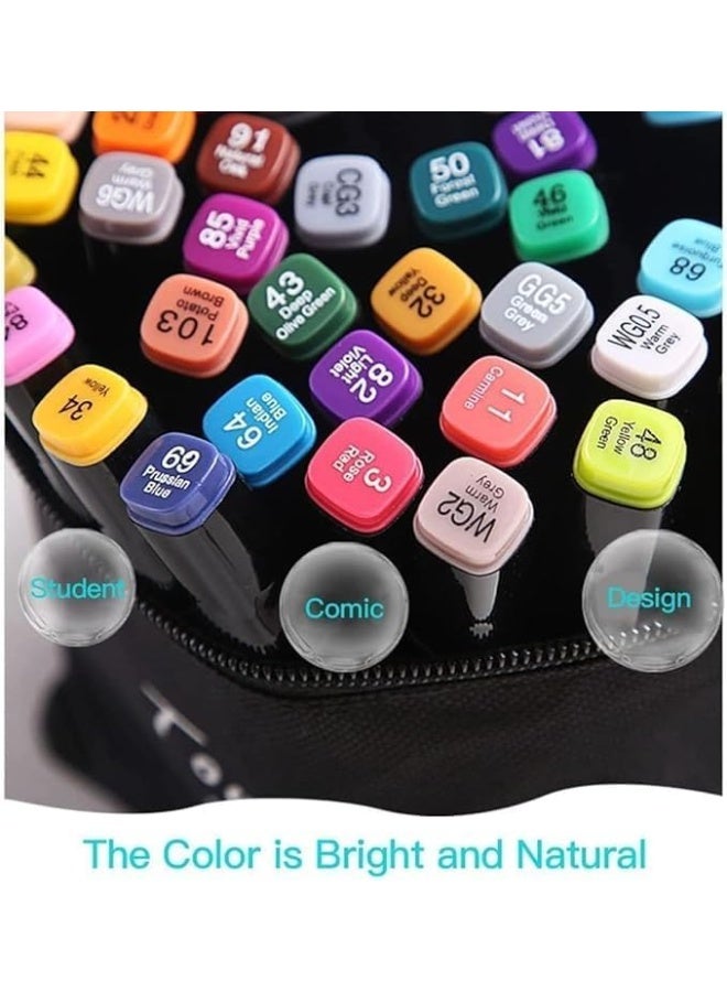 Generic Dual Tip Colored Marker Pen Set with Fine Point and Chisel Tips for Coloring, Art, Drawing, Calligraphy, Anime Drawing, Includes Carrying Bag for Artists, Students, and Hobbyists (48) - Image 3