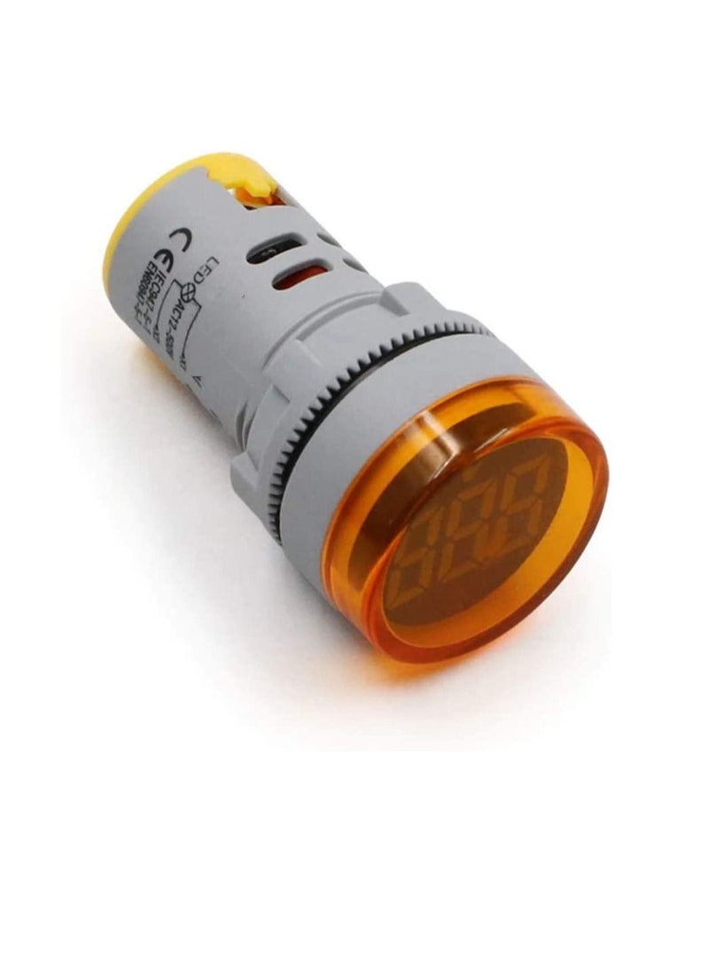 Digital Round Pilot LED Voltmeter Display AC 60-500V Voltage Power Monitor Indicator Panel Light Pack of 3 Yellow  - Image 3