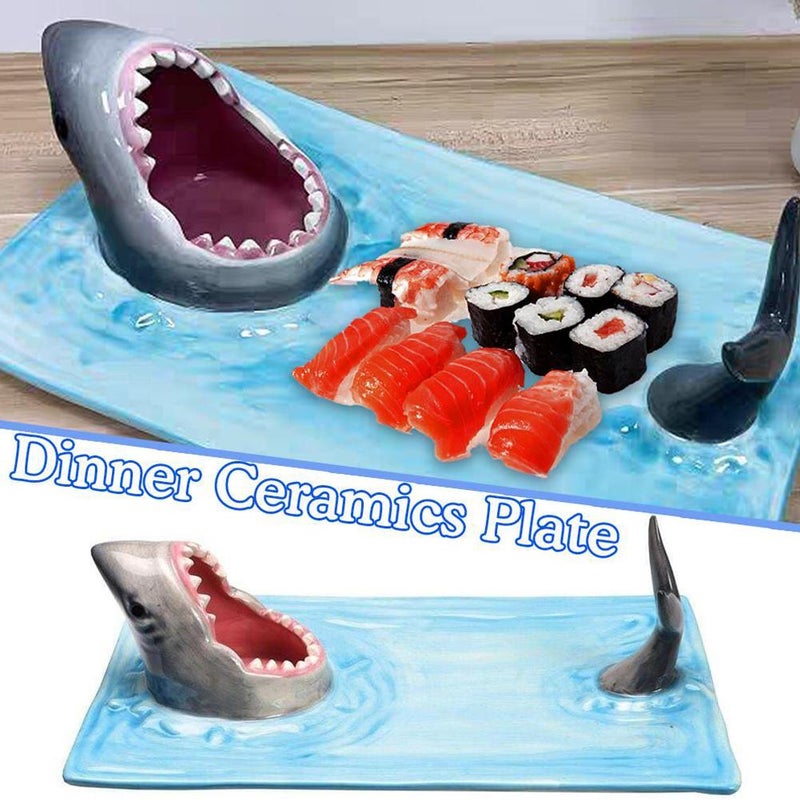 Japanese-style beach shark plate, dumpling plate, tabletop and kitchen decoration sushi plate. - Image 3