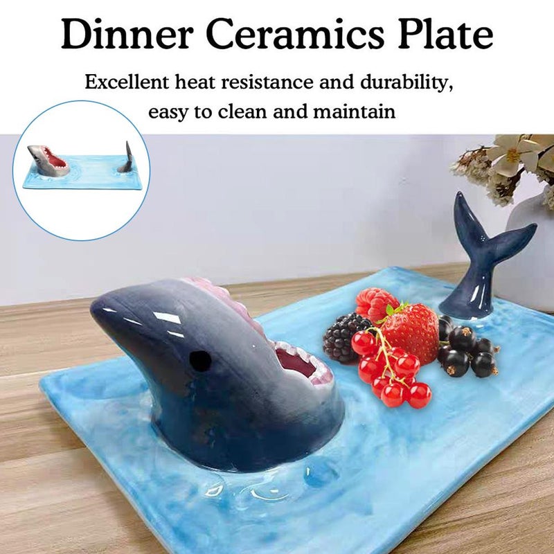 Japanese-style beach shark plate, dumpling plate, tabletop and kitchen decoration sushi plate. - Image 2