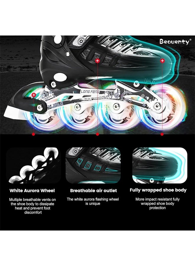 DUNISO Children's Inline Skates, Four-Wheel Flash, Professional With Ankle Support, Adjustable, Suitable For Beginners Sports Skating - Image 3