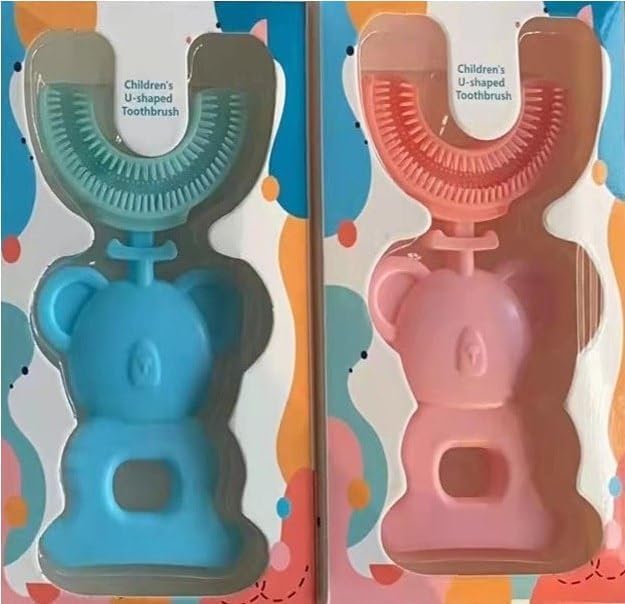 Vroxy فرشاة أسنان أطفال Vroxy المحمولة على شكل U بشعيرات فائقة النعومة، فرشاة أسنان للأطفال، فرشاة سيليكون لتنظيف الأسنان 360° للأطفال (1 قطعة) - Image 5