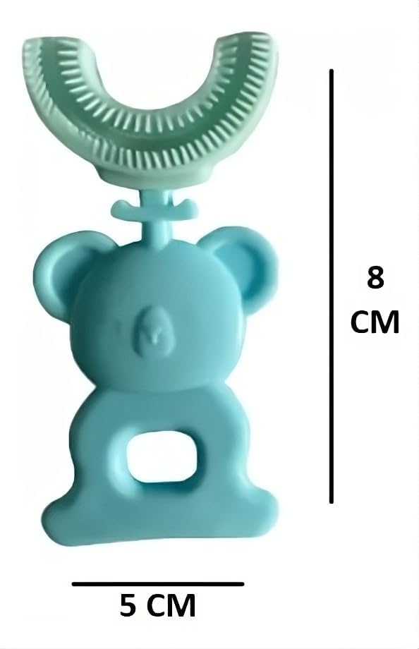 Vroxy فرشاة أسنان أطفال Vroxy المحمولة على شكل U بشعيرات فائقة النعومة، فرشاة أسنان للأطفال، فرشاة سيليكون لتنظيف الأسنان 360° للأطفال (1 قطعة) - Image 3