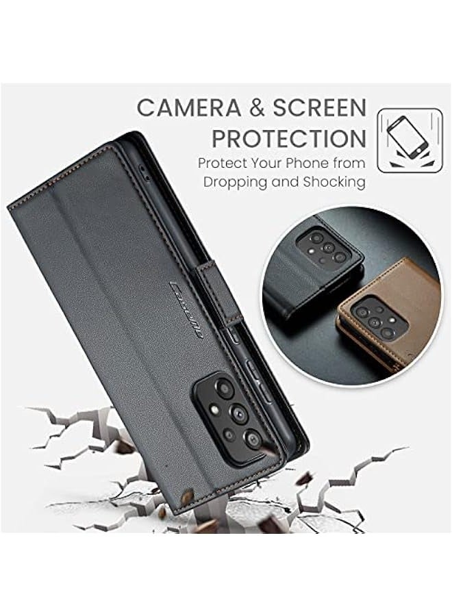 RFID Blocking PU Leather Stand Folio Cover with Card Slots for Samsung Galaxy A73 5G - Image 4