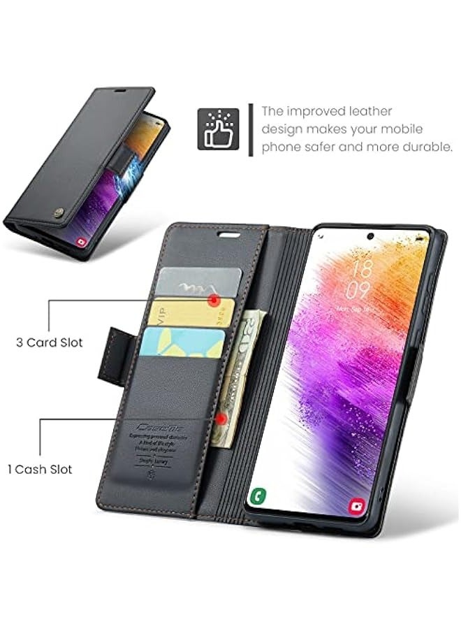 RFID Blocking PU Leather Stand Folio Cover with Card Slots for Samsung Galaxy A73 5G - Image 5