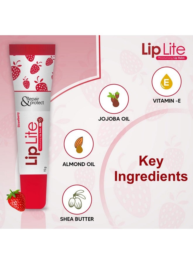 Leeford Liplite Moisturizing Lip Balm With Spf-15 Combo Pack Of 6 (15G Each)- Enriched With Almond,Jojoba Oil & Vitamin E, For Hydrate & Moisturization, Helps In Repair Cracked & Chapped Lips - White - Image 4