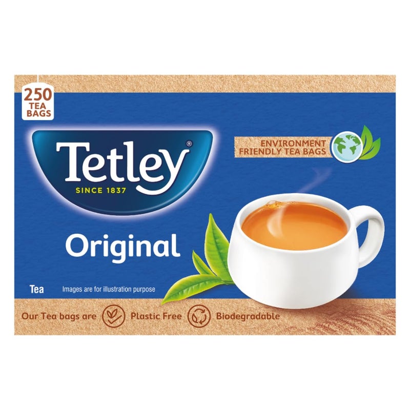 Tetley شاي تيتلي الأسود الأصلي - 250 كيس شاي، 425 جرام، عبوة واحدة - Image 1
