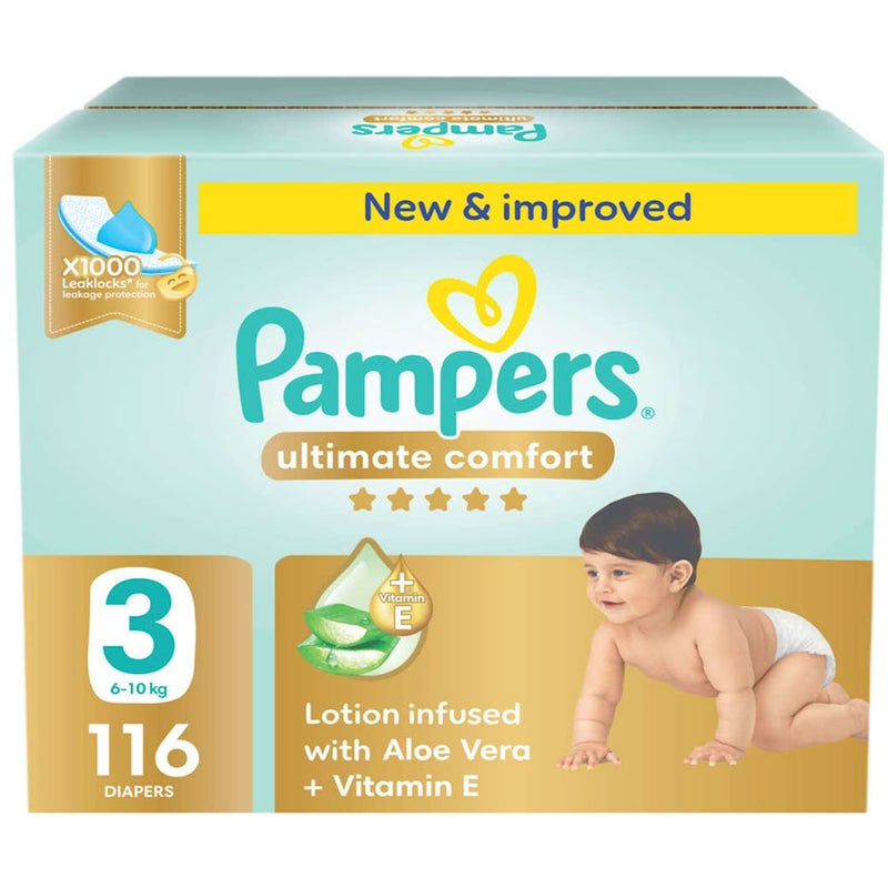 Pampers Baby Diapers Size 3, 6-10 Kg, 116 Pcs