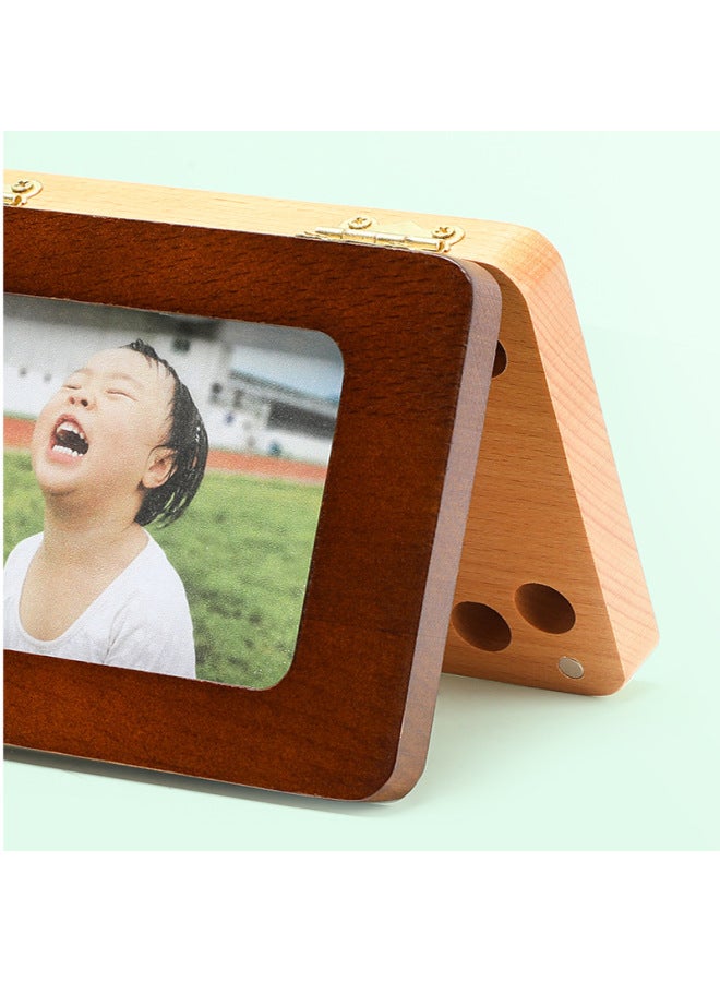 Loquat Children Boys And Girls Color Photo Frame Fetal Hair Teeth Box Baby Fetal Hair Teeth Storage Box Baby Commemorative Box-Color:Curry Photo Frame Teeth Box (English) - Image 2