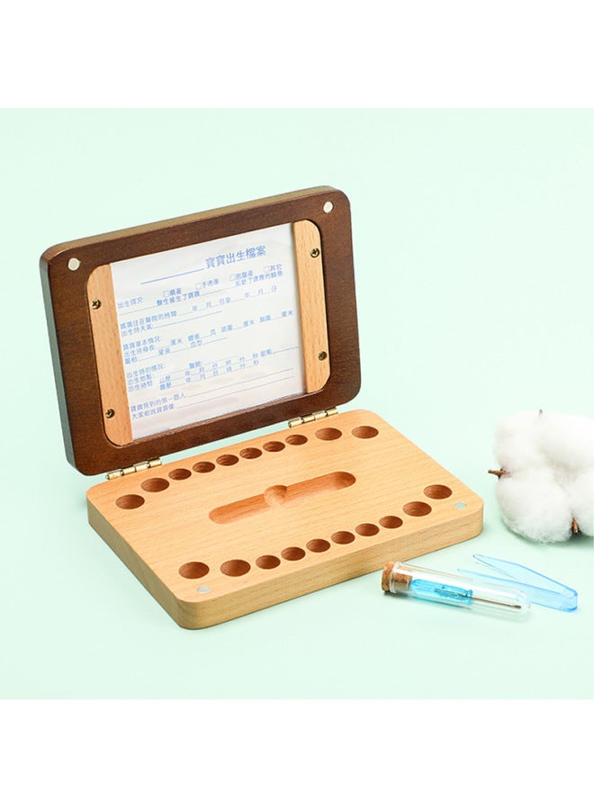 Loquat Children Boys And Girls Color Photo Frame Fetal Hair Teeth Box Baby Fetal Hair Teeth Storage Box Baby Commemorative Box-Color:Curry Photo Frame Teeth Box (English) - Image 3