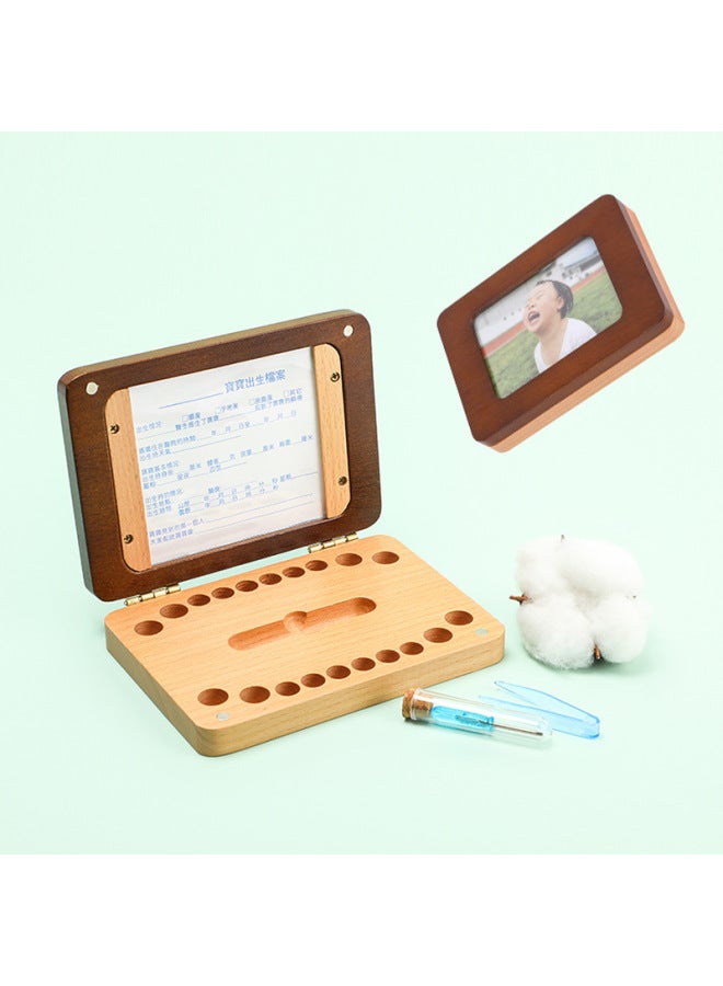 Loquat Children Boys And Girls Color Photo Frame Fetal Hair Teeth Box Baby Fetal Hair Teeth Storage Box Baby Commemorative Box-Color:Curry Photo Frame Teeth Box (English) - Image 4