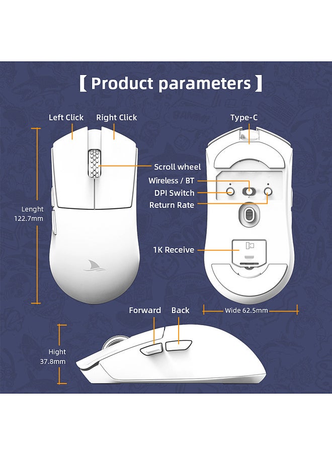 Darmoshark - M3s Mini 2KHz E-sports Gaming Mouse Rechargeable Wired 2.4G Wireless BT5.0 26000DPI PAW3395 Optical Sensor Mice For Laptop Computer Gamer - Image 1