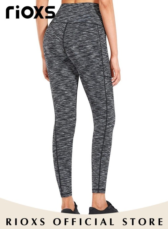 RIOXS Women's High Waist Leggings,Solid Stretch Yoga Pants,Tummy Control Fitness Legging With Pockets,Skinny Leggings,Slim Fit Sports Sweatpants For Fitness Workout Gym Running - Image 4