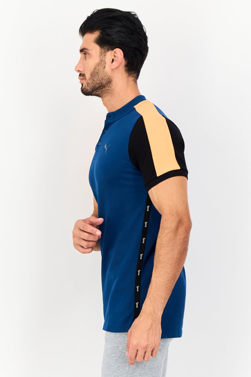 PUMA تي شيرت رجالي بقصة ضيقة بأكمام قصيرة للخارج، أزرق مائل إلى الأخضر - Image 2