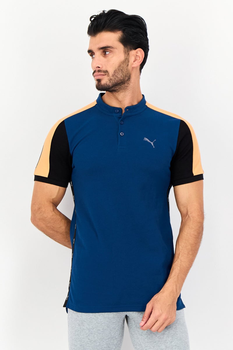 PUMA تي شيرت رجالي بقصة ضيقة بأكمام قصيرة للخارج، أزرق مائل إلى الأخضر - Image 1