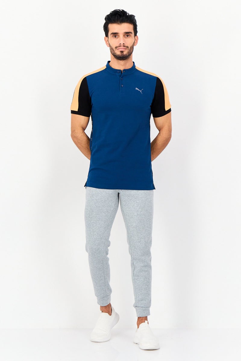 PUMA تي شيرت رجالي بقصة ضيقة بأكمام قصيرة للخارج، أزرق مائل إلى الأخضر - Image 4